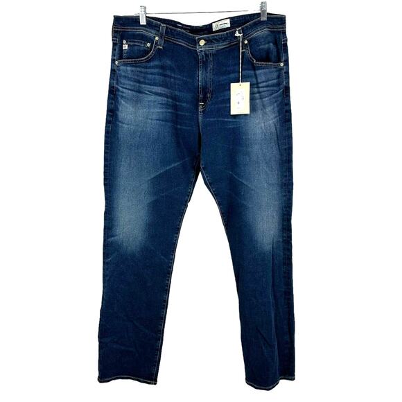 AG Adriano Goldschmied NWT Everett Slim Straight Jeans Size 40 x 33 Dark Blue - Picture 2 of 12